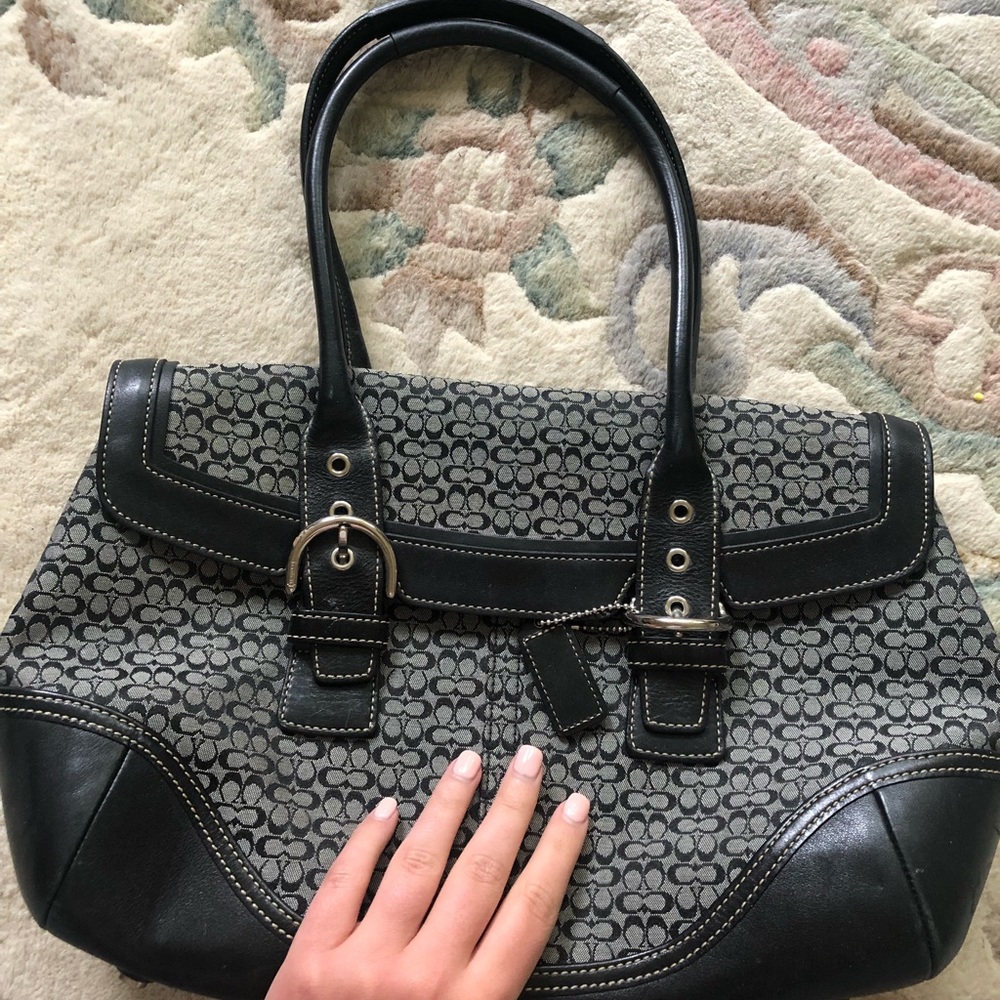 Authentic, vintage black signature Coach purse